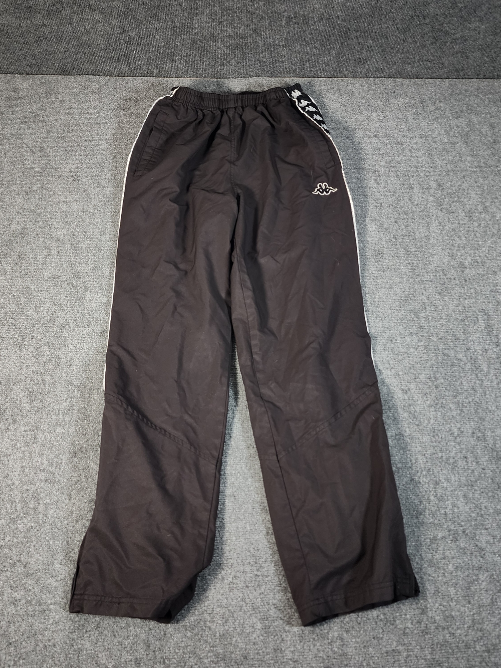 Kappa vintage 90s mens Black Tracksuit Track Taped Nylon Pants size L